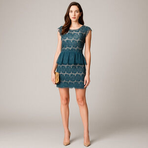 Maeve Green and Tan Elsa Lace Dress Size Small